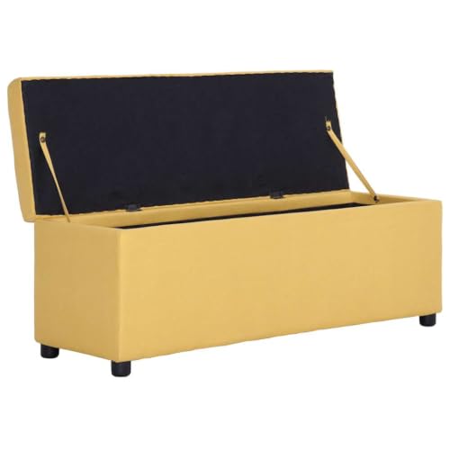 KNERPWD Banc de Rangement 116 cm Jaune Polyester avec Compartiment – vue 6