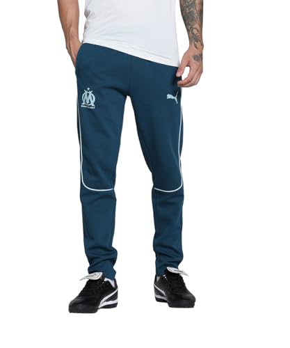 PUMA Pantalon Casuals Olympique de Marseille Homme L Ocean Tropic Turquoise Surf Blue ┃Pantalon de Football de l'Olympique de Marseille pour Hommes