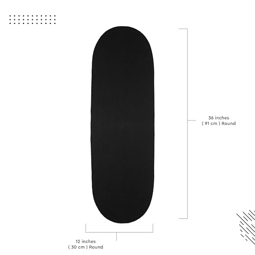 Image of Encasa XO Table Runner for 4 Seater | Handmade Ribbed Style Cotton | 30x91 cm | Black | for Dining & Center Table