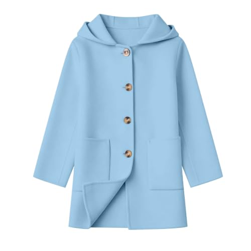 duxyoz Girls' Dress Coat Single Breasted Peacoat with Pockets 10-11 Years