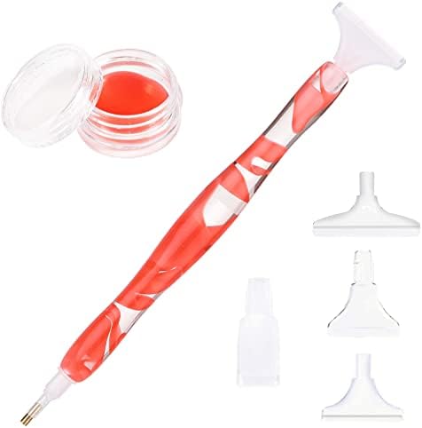 RovyFota Diamond Painting Pen, Handmade Resin Diamond Painting Pens with Glue Clay and Various Tips, More Comfortable and Faster, 5D Diamond Painting Tools for Diamond Paintings Hobby (Red)