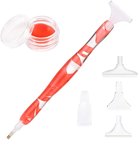 Rovyfota Diamond Painting Pen, Handmade Resin Diamond Painting Pens With Glue Clay And Various Tips, More Comfortable And Faster, 5D Diamond Painting Tools For Diamond Paintings Hobby (Red) #TOP29