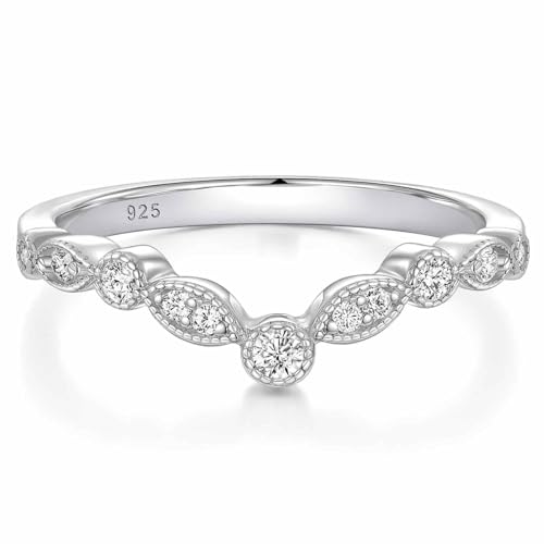 Moissanite Wedding Bands For Women D Color VVS1 Clarity Curved Stackable Rings 925 Sterling Silver Sz 5-10