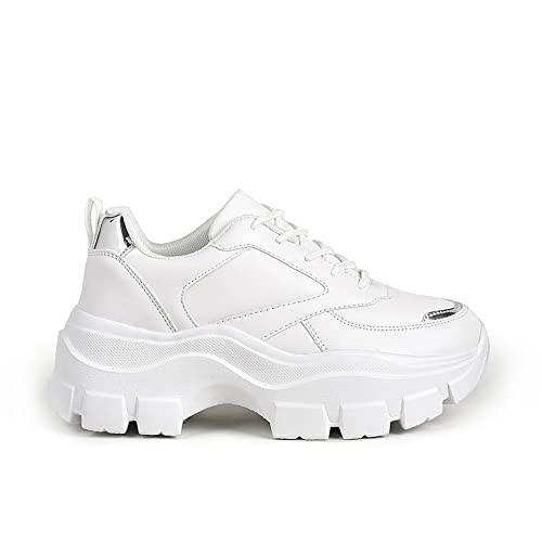 Image of LUCKY STEP Women Chunky Platform Dad Colorblock Casual Lace-Up Walking Sneakers