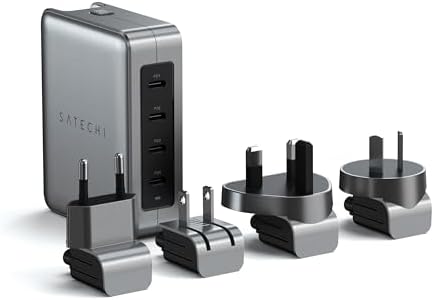 Satechi 145W GaN Travel Charger, 4-Port GaN USB C Charger, 2 USB-C PD 3.1, Fast Charging Travel Station for Laptop, for MacBook Air/Pro M5, iPad Air/Pro M5, iPhone 17 to 12 Series, Android, Windows