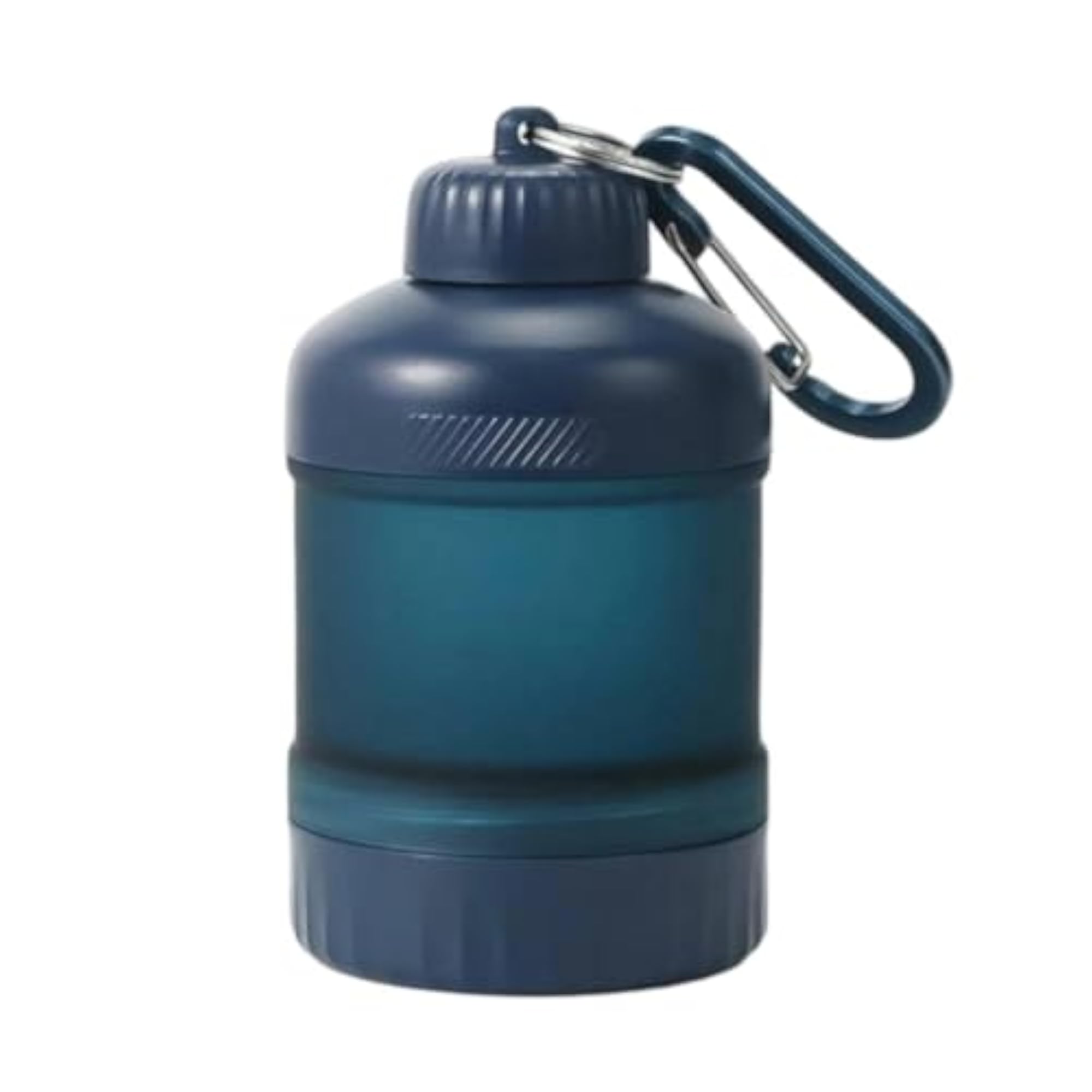 Ribbed Cap Cylindrical Powder Container, Blue