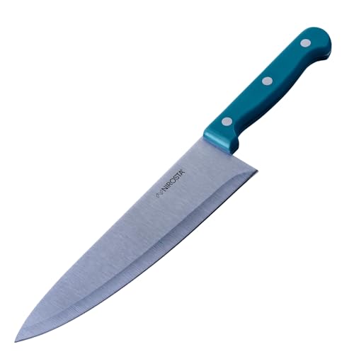 Nirosta Trio Cuchillo de Cocinero 32 cm, Hoja 20,5 cm Acero Inoxidable CCr con Gran Retención de Filo, Mango Ergonómico POM Triple Remache, Corte Potente y Versátil, Color Deep Blue, Garantía 3 Años