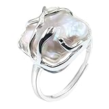 Milisten Vintage Damen Ring Offener Verstellbarer Fingerring mit Künstlicher Perle Eleganter Modeschmuck für Frauen Stilvolle Unregelmäßige Form Robust und Vielseitig