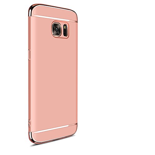 Hard Case For Samsung Galaxy S7 Edge 3 in 1 Anti-Scratch Shockproof Electroplate Cover Snap on Protective Case by Sophili - Rosegolden