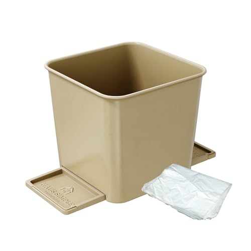 Image of Car Trash Can with Stability Wings - Leakproof Portable Garbage Bin for Fabric & Rubber Mats - Compact Durable Plastic Auto Organizer for Cars, SUVs, Trucks (Mocha, Small)