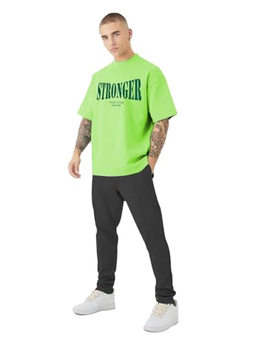 LEOTUDE Men's Oversized Cottonblend Round Neck Half Sleeve Drop Shoulder Regular Fit T-Shirt (Pack of 3)(Color : Multi)