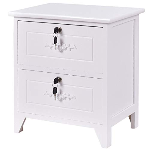 Giantex Nightstand Wooden for Bedroom Beside Sofa Side End Table，White