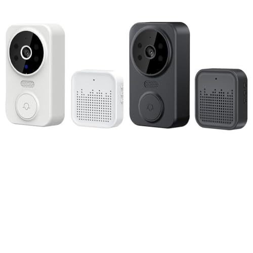 FACAIIO Sonnette vidéo sans fil intelligente avec interphone audio bidirectionnel, vision nocturne infrarouge, contrôle par application, installation facile, compatible avec Wi-Fi 2,4 G, noir et blanc