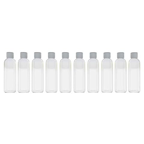 AME Bespoke Multi Pack of 10 Plastic Bottles with Screw Lids 100ml Bottles ideal for Travel - 10 Bottles Cover