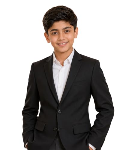 Image of SaintX Kids Boys Tailored Premium Coat Blazer | 4-Way Stretchable Wrinkle Free Fabric | Fully Lined | Slim Fit | Versatile Formal & Casual Jacket for Boys (1-14 Years KB01)