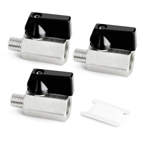 GASHER 3PCS 1/4 Inch Mini Brass Ball Valve Shut Off Switch, 1/4 Inch Male x Female BSP Thread Pipe Fitting