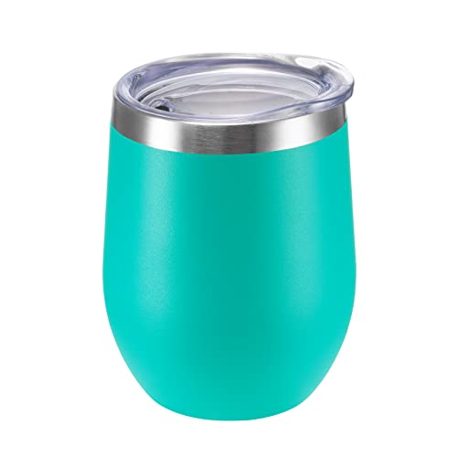 Starspeed 12Oz Stainless Steel Wine Tumbler With Lid. Stemless Double Wall Insulated Wine Tumbler.wine Glass Is Suitable For Different Scenes, Parties,Outdoor, Gifts And So On.(Light Green, 1) #TOP10