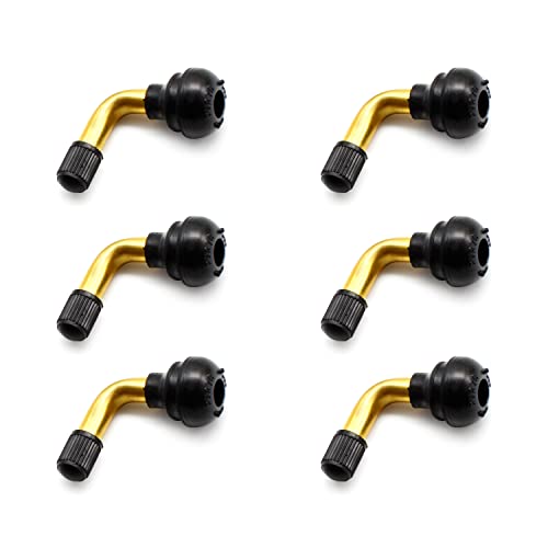 MYLERCT 6 Pièces PVR70 Valve Pneu sans Chambre, 90 Degrés Adaptateur de Valve, Laiton Adaptateur de Tige de Valve Convient pour Motos, Voitures, Vélos, Scooters