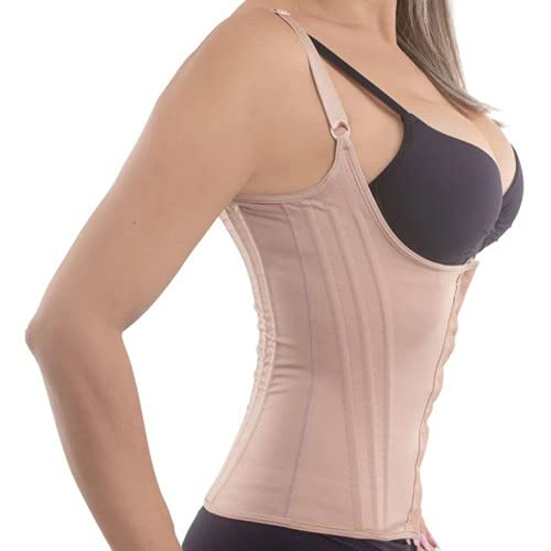 Cinta Modeladora 8 Barbatanas Colete Com Alça Para Postura M04 Cor:Bege;Tamanho:48;Gênero:Feminino