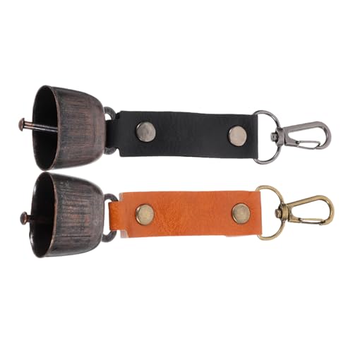 ibasenice 2pcs Camping Bear Bells Retro Lightweight Pendant with Clear Sound for Hiking Outdoor Safety and Pet Accessories Caramel and Black Vintage