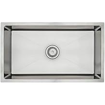 Zuhne Forte 31 Undermount Kitchen Sink, 18 Gauge T304 18/10 Stainless Steel, Brushed Grain Finish, Tight Radius Corners, Single Bowl 31 x 18 x 9 in, Fast Drain Sloped Base, 33 in Cabinet
