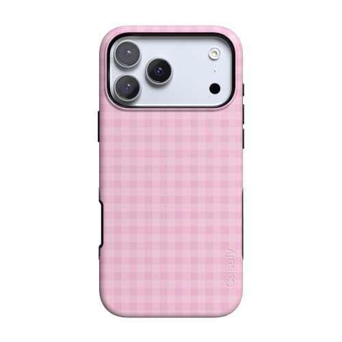 Casely iPhone 18 Pro Case | Sweet Jam | Light Pink Gingham | Bold Protective Design | Compatible with MagSafe