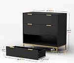Anmytek Armoire noire moderne avec rangement spacieux, bois 3 Dressing pour chambre avec armoire de rangement Accent coffre de tiroirs pour chambre Hallway, H0073