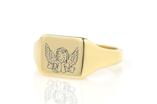 Bague Cupidon gravée : l'anneau carré délicat unisexe à porter du bureau aux soirées de gala