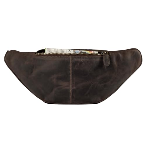 Bauchtasche STILORD ‚Caspar‘ Gürteltasche Leder Groß Vintage