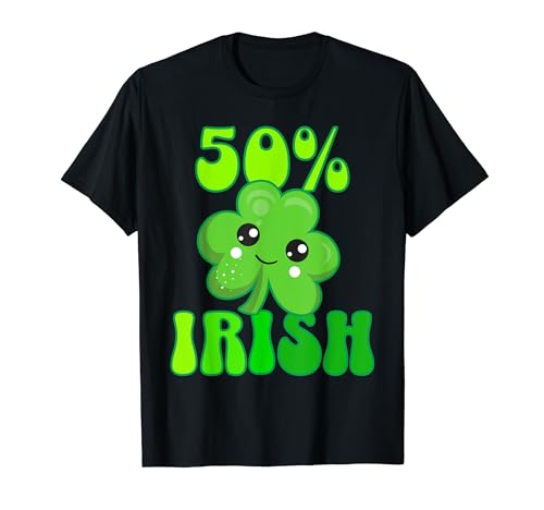 Kawaii 50% Irish Groovy Green Shamrock Día de San Patricio Camiseta