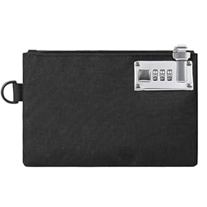 Lockable Money Bag – Portable Zipper Lockable Money Pouch with 3 Digit Code, 8.3 x 5.3 inch Durable Waterproof Documents Storage Bag for Cash, Wallet, Jewelry, Passports, Travel – Black