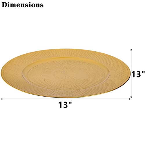 Deayou 12-Pack Round Charger Plates, 13-Inch Gold Beaded Chargers For Dinner Plates, Plastic Reusable Charger Plates, Decorative Wedding Charger Platters For Table Setting, Serving, Party, Holiday #TOP1