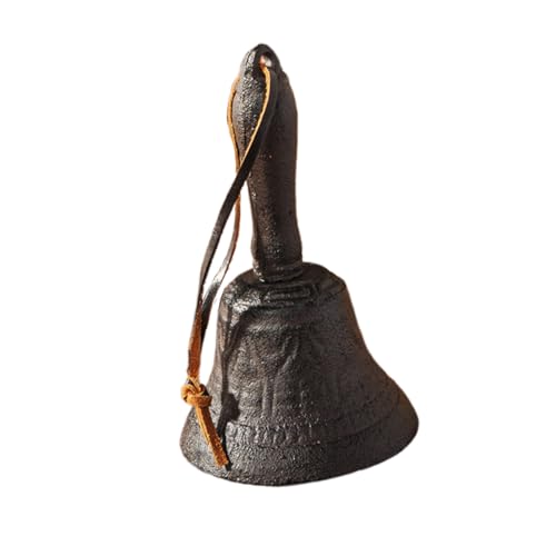 Baluue Campana de Mano de Hierro Fundido Vintage Retro para Jardín y Decoración Rústica Campanilla Creativa con Diseño Antiguo para Entrenamiento Señalización y Regalos Familiares