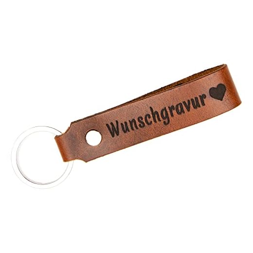 Tidero Schlüsselanhänger Leder mit Wunschgravur personalisiert – personalisierter Wunschtext Gravur individuell – Geschenk Weihnachten für Männer Frauen Name Datum – Handmade in Germany – Wild Brown