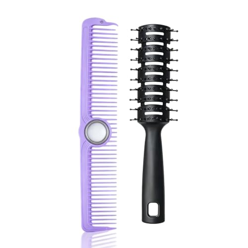 Peine rotatorio para cabello de dientes anchos morado miniatura 1