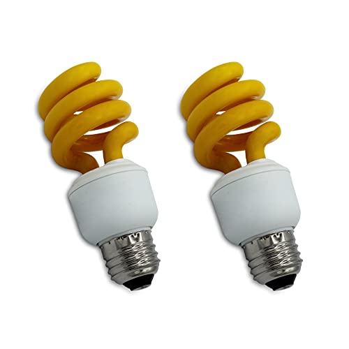 13W Yellow Light Bulbs Spiral Cfl By Lumenivo - E26 Medium Base Porch Lights That Don't Attract Bugs - Bug Repellent Lights Outdoors And Indoors - 120V - 2 Pack #TOP16