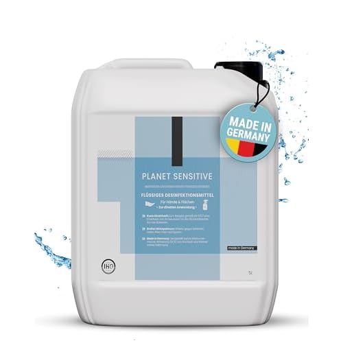 Planet Sensitive® - 5L alkoholfreies Desinfektionsmittel für Flächen, Oberflächen & Hände | Wirksam gegen Bakterien, Viren, Pilze, Sporen, Schimmel & entfernt Gerüche | Basisch | Kanister