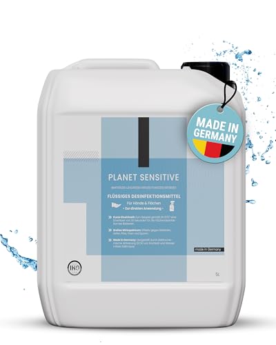Planet Sensitive® - 5L alkoholfreies Desinfektionsmittel für Flächen, Oberflächen, Hände & Haut | Wirksam gegen Bakterien, Viren, Pilze, Sporen, Schimmel & entfernt Gerüche | Basisch | Kanister