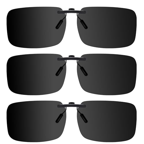 VIEWBETTER® 3PCS Polarized Clip On Sunglasses Over Glasses for Men Women UV Protection (Non-Flip Up) V309