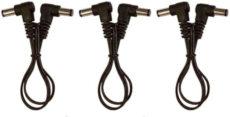 (3) Pack 1 Foot Right Angle DC Power 5.5mm x 2.1mm Flat Patch Cables Wire Male Male