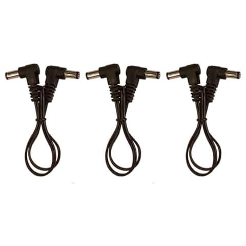 (3) Pack 1 Foot Right Angle DC Power 5.5mm x 2.1mm Flat Patch Cables Wire Male Male Cover