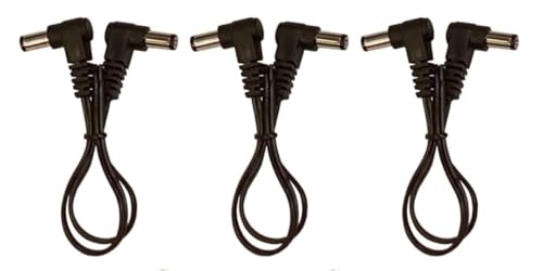 (3) Pack 1 Foot Right Angle DC Power 5.5mm x 2.1mm Flat Patch Cables Wire Male Male