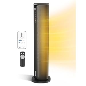 PELONIS Space Heater Large Room, 30″ Smart Electric Heaters with Thermostat, App & Voice Remote, 4 Heat Settings, ECO Mode, 24H Timer, Oscillating Tower Heaters for indoor use, Bedroom, Office