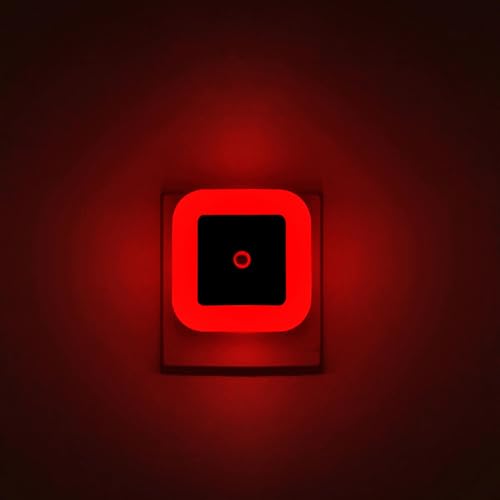 Elsent [ Pack of 4 ] Red LED Night Lights for Sleeping, Plug into Wall Lights with Light Sensor (Unique Pink Cover Design)
