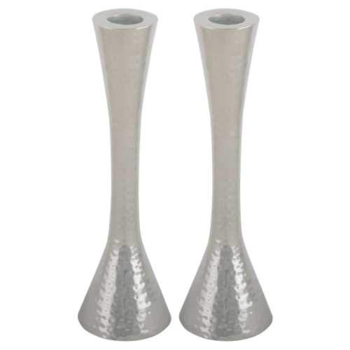 Bougeoirs en aluminium martelé 22 cm stables anti-coulure de cire