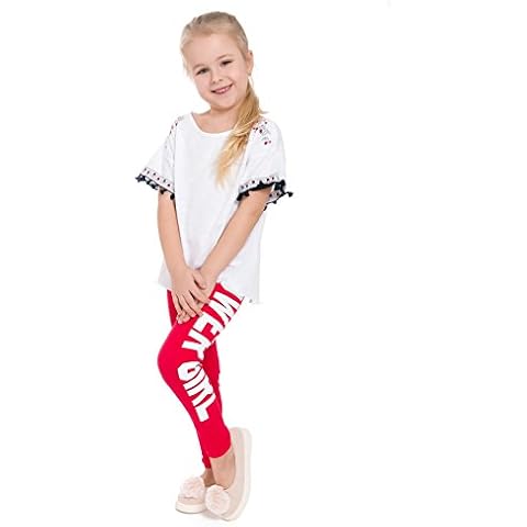 FUTURO FASHION Children Cotton Girls Leggings Print POWER GIRL Full Length Kids Printed Pants Age 5-13 Dance Party Stretchy Trousers CHPWG Cover