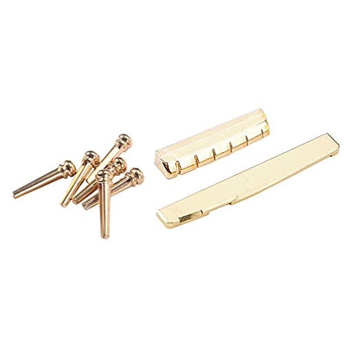 EXCEART 8Pcs Bronze Dourado Ponte Pinos Com Ponte Guitarra Sela Porca para Violão