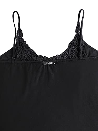 Zanzea Women Sexy V Neck Sleeveless Spaghetti Strap Camisole Lace Cami Tank Tops Blouses Black L #TOP6