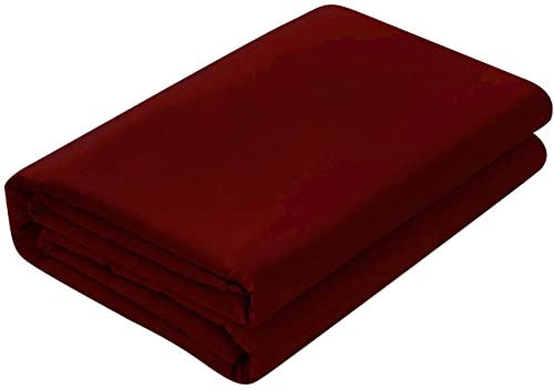 Image of Double Size Bed Sheet - 600 Thread Count Single Flat Sheet Only - Long Staple Egyptian Cotton Top Sheet Wrinkle & Fade Resistant - Burgundy