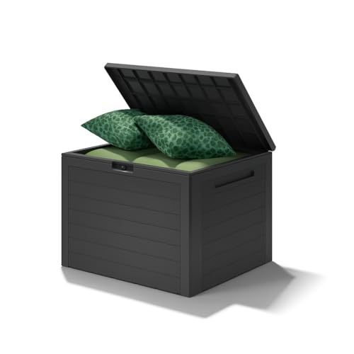 CASARIA® Lille Waterproof Garden Outdoor Storage Box 190L | Plastic Storage Box with Lid | Parcel Box, Tool Box, Shoe Storage | Outdoor Toy Storage, Cushion, Garden Furniture Chest | Anthracite